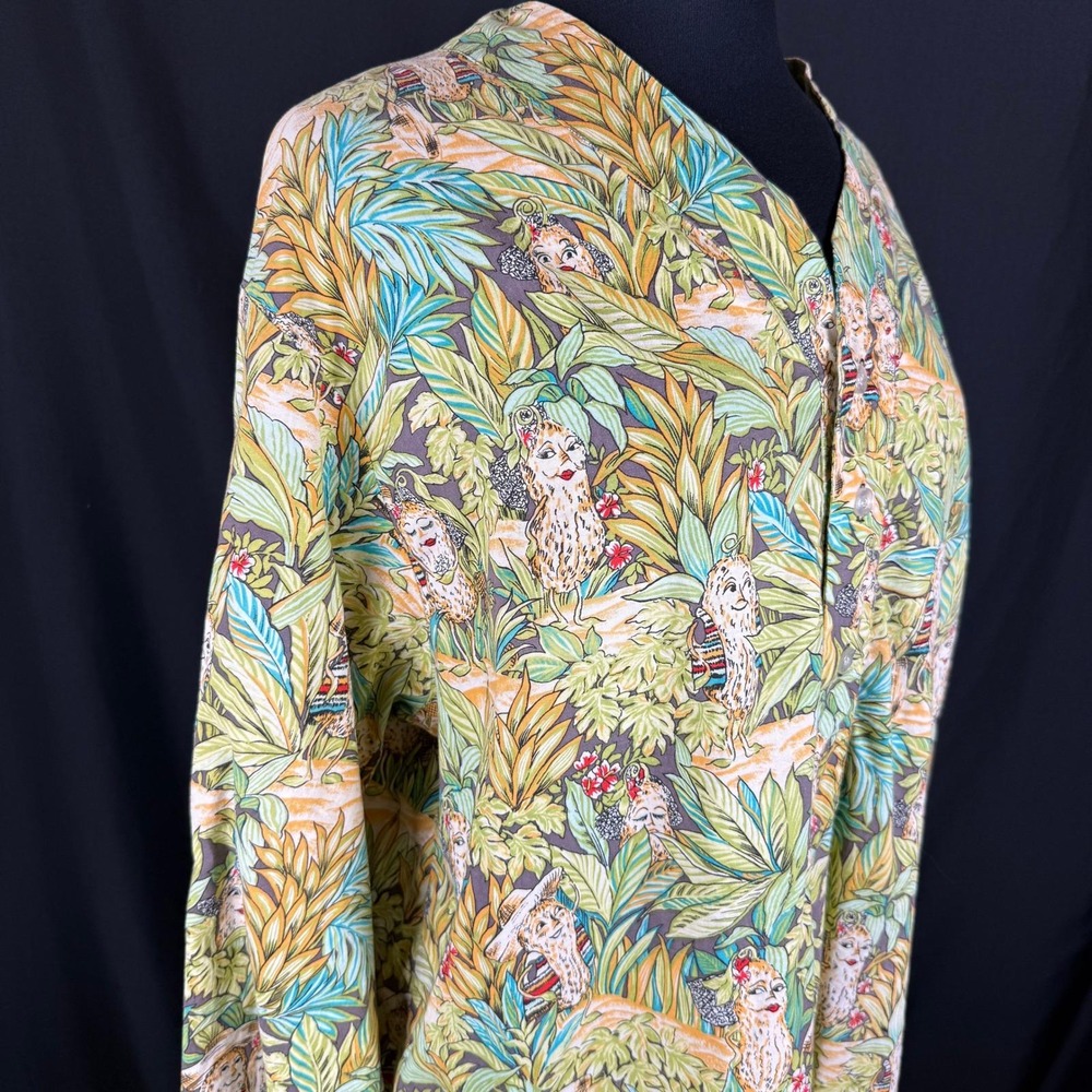 Vintage 90s Charles Goodnight Cotton Novelty Peanut Fiesta Jungle Nightshirt OS - Picture 4 of 13